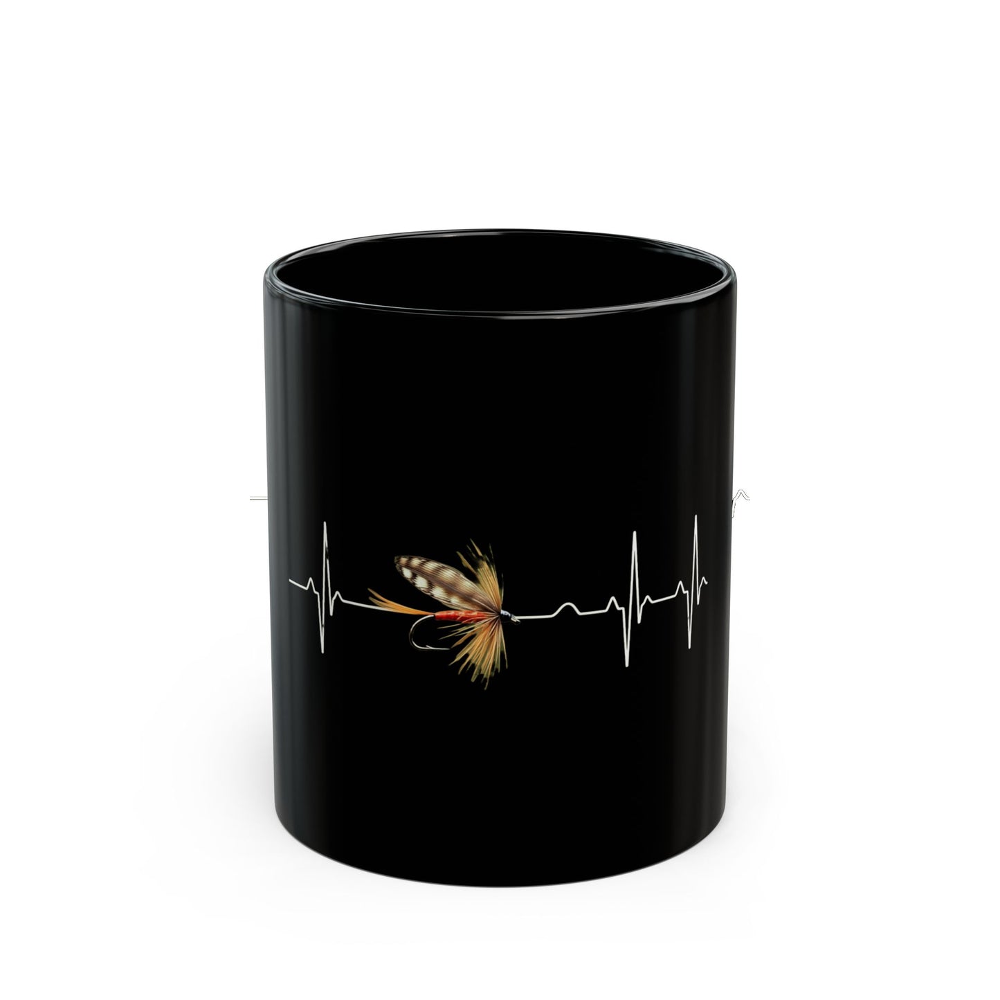 Fly Fishing Heartbeat Black Mug (11oz, 15oz)