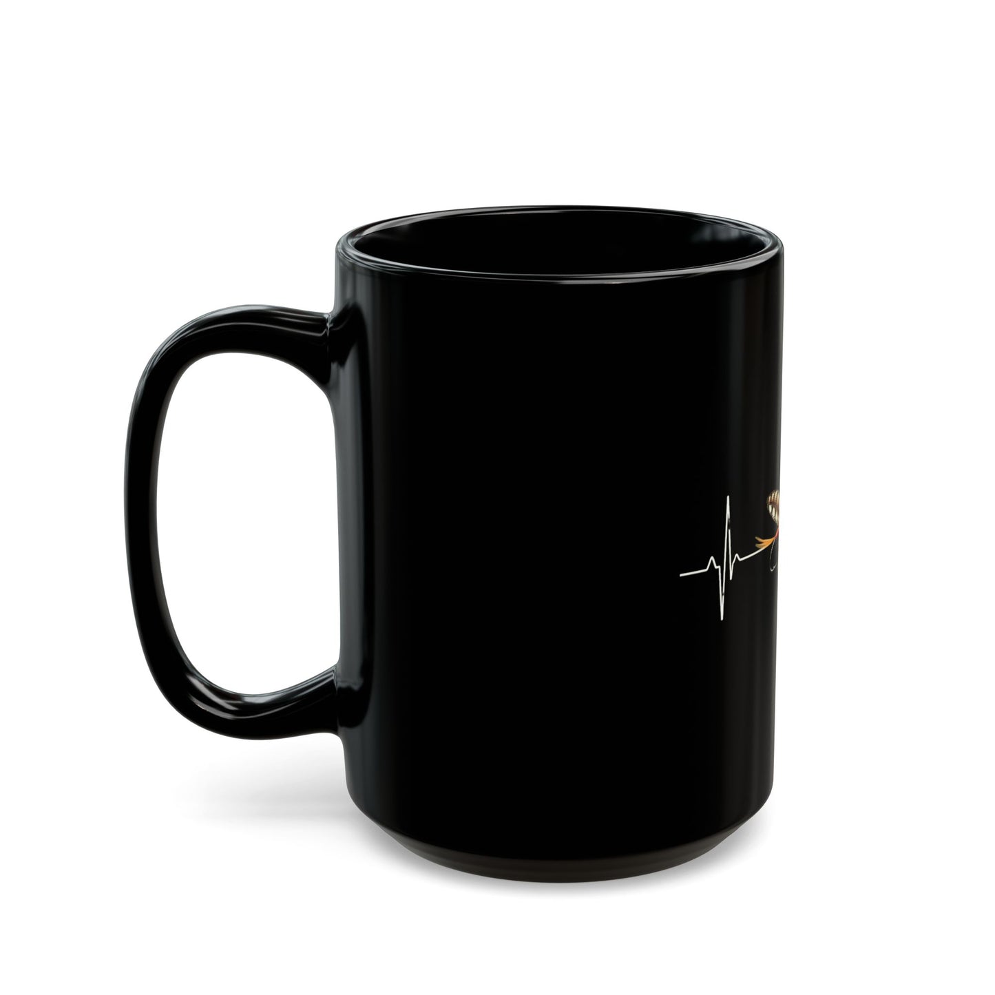 Fly Fishing Heartbeat Black Mug (11oz, 15oz)