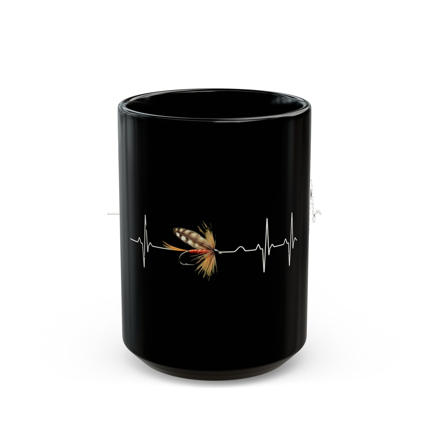 Fly Fishing Heartbeat Black Mug (11oz, 15oz)