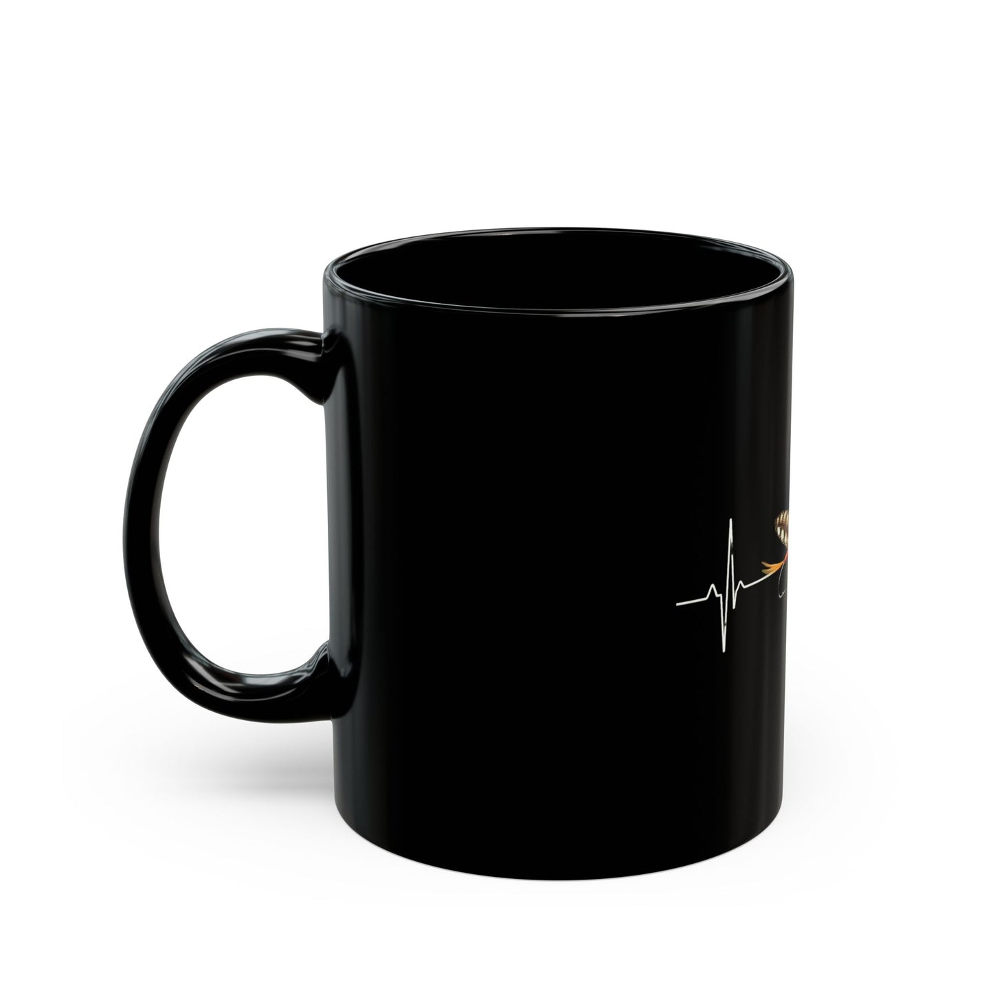 Fly Fishing Heartbeat Black Mug (11oz, 15oz)