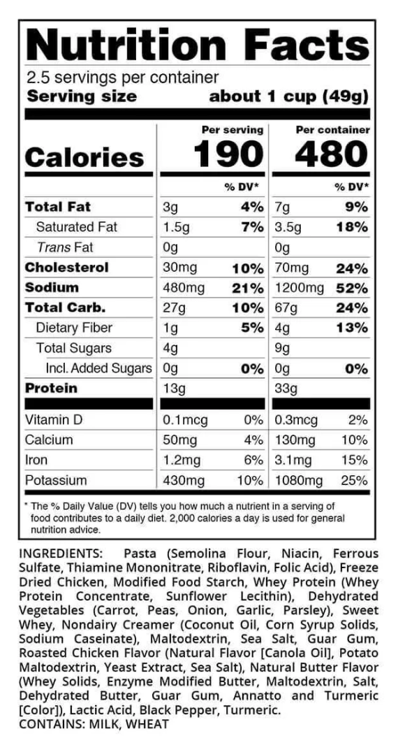 READYWISE Crest Peak Creamy Pasta & Chicken 6 CT Case