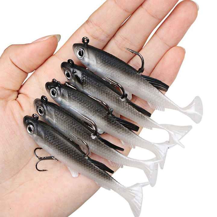 5 PC Soft Swim Bait Fishing Lure with Treble Hook