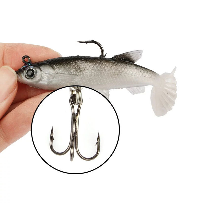 5 PC Soft Swim Bait Fishing Lure with Treble Hook