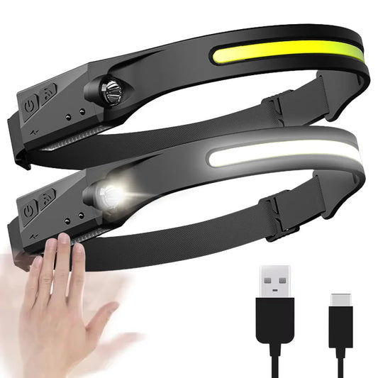 USB Rechargeable Induction Headlamp COB LED Sensor with Built-in Battery and 5 Lighting Modes