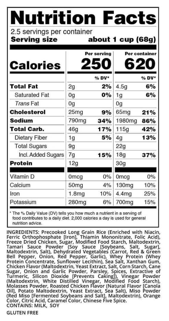 READYWISE Treeline Teriyaki Chicken & Rice 6 CT Case