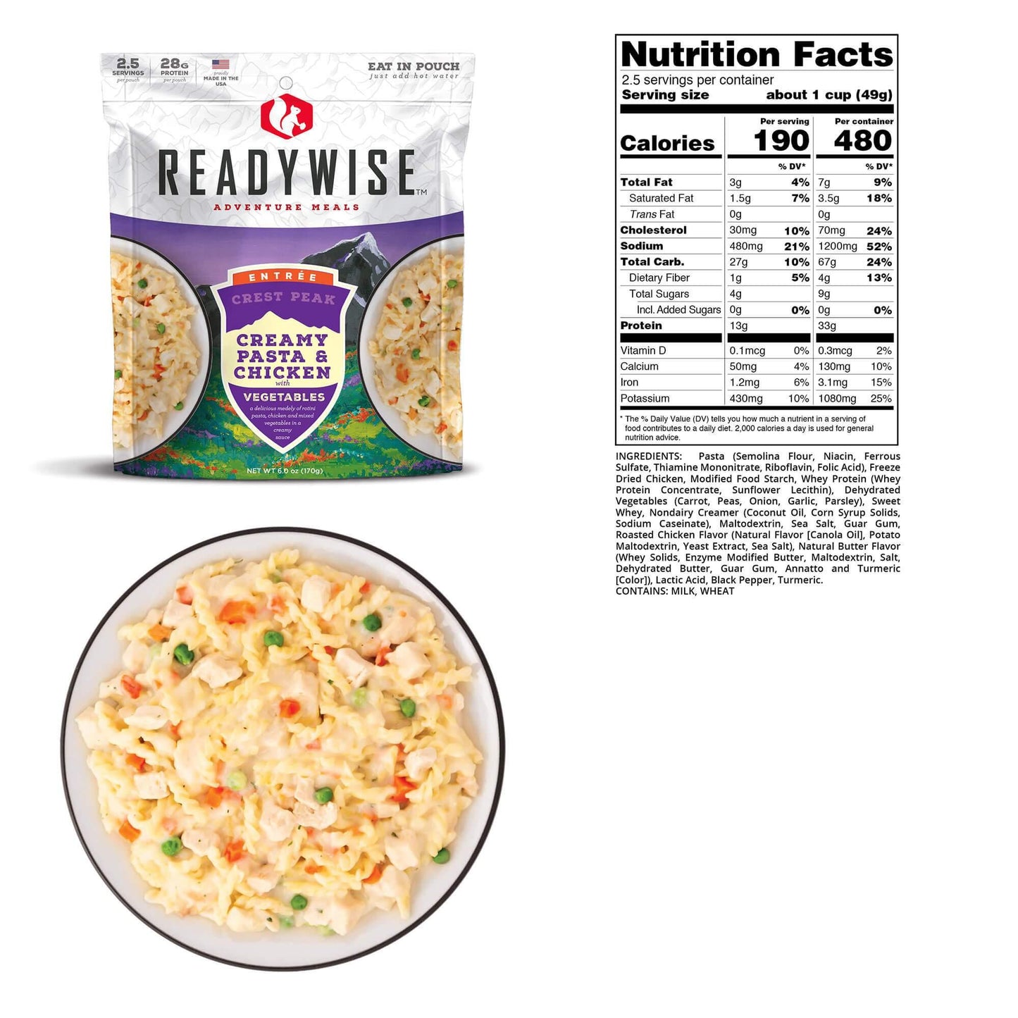 READYWISE Crest Peak Creamy Pasta & Chicken 6 CT Case