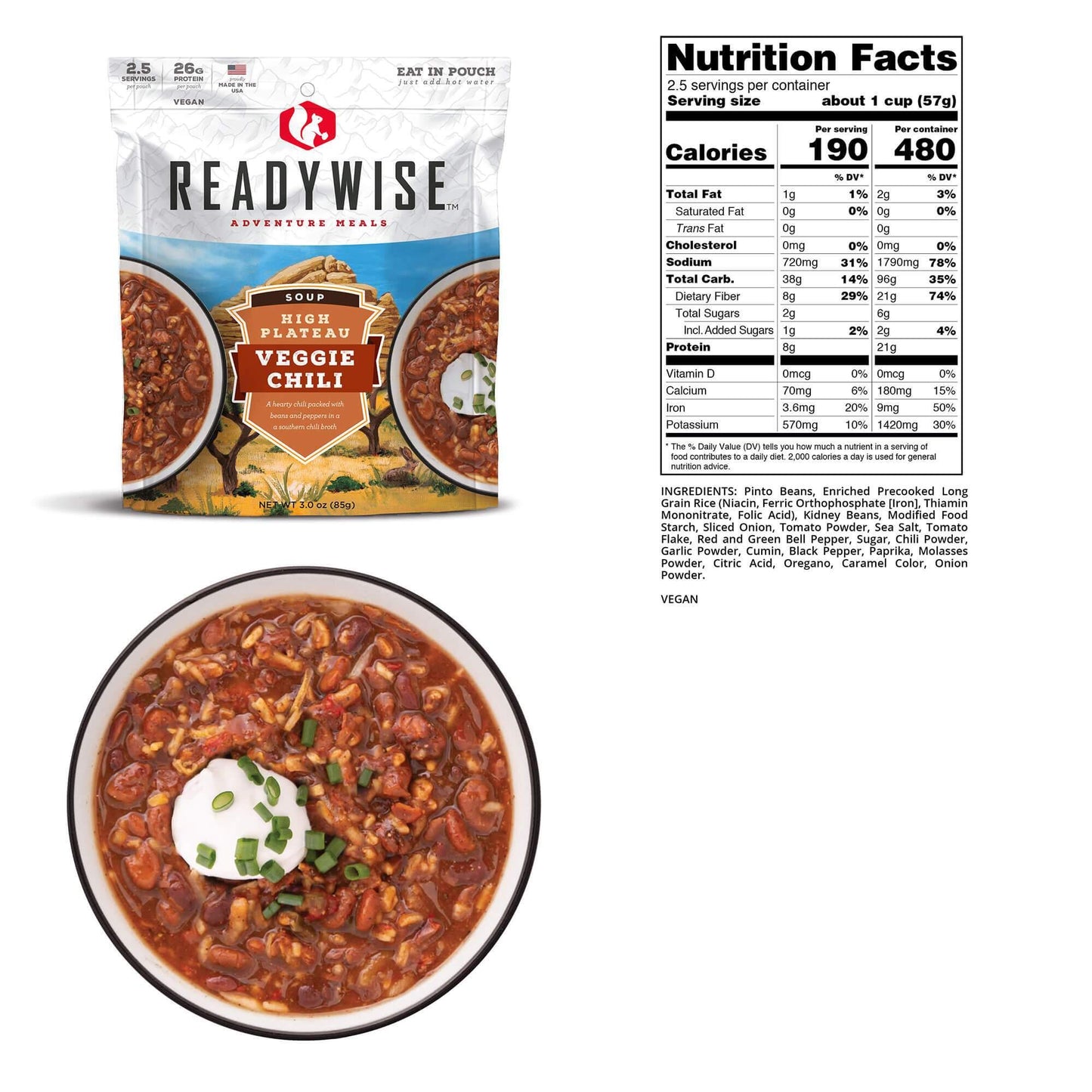 READYWISE High Plateau Veggie Chili Soup 6 CT Case