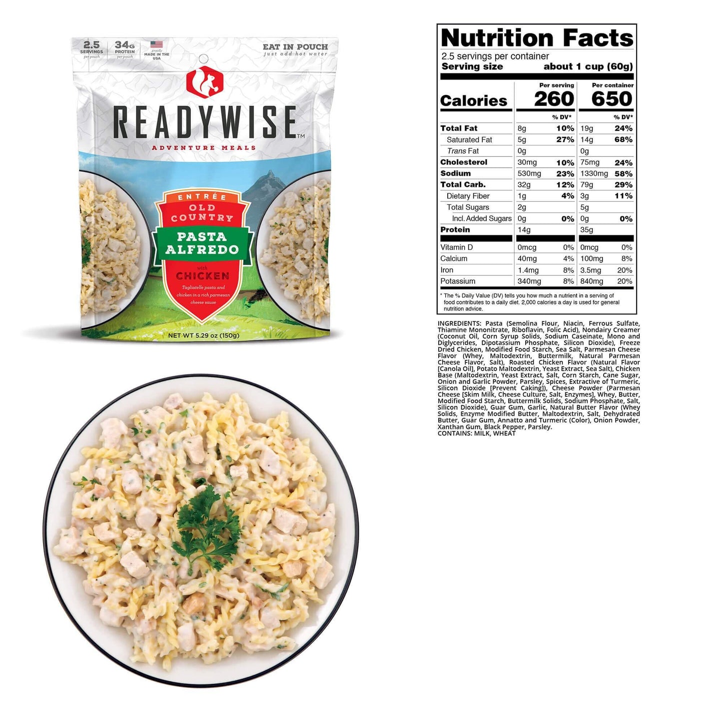 READYWISE Old Country Pasta Alfredo with Chicken 6 CT Case